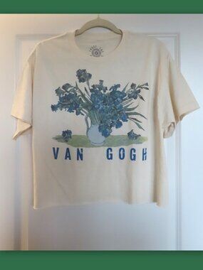 Van Gogh Irises art Tshirt with Blue Flowers Large